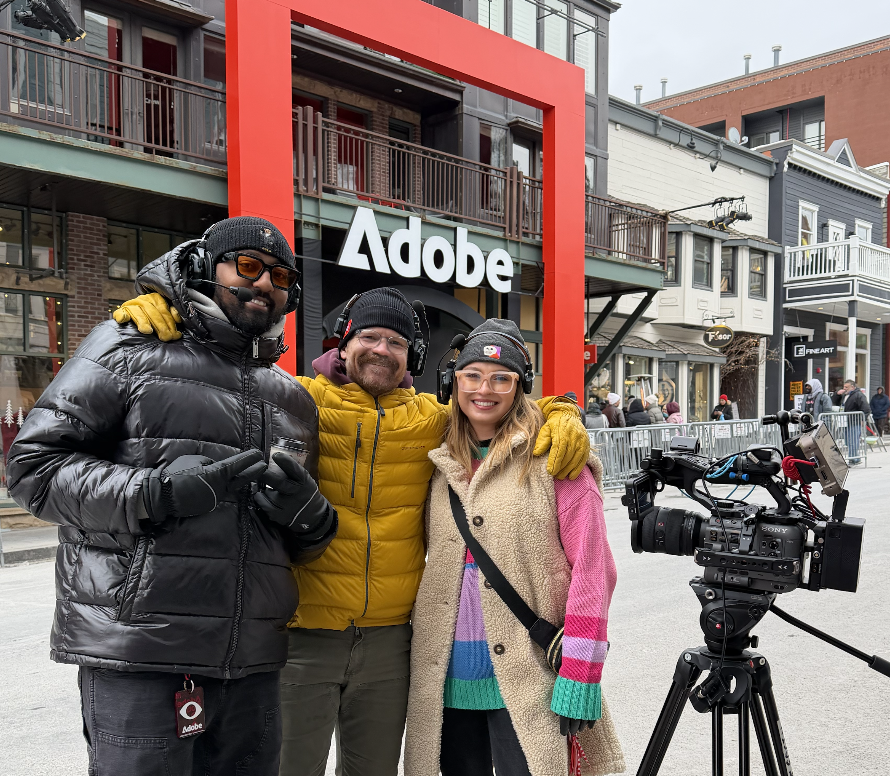 Madeleine on the ground at Sundance with the Adobe team